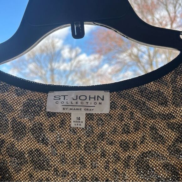 St. John Collection cheetah leopard Animal Print Sweater 14 - Picture 5 of 5